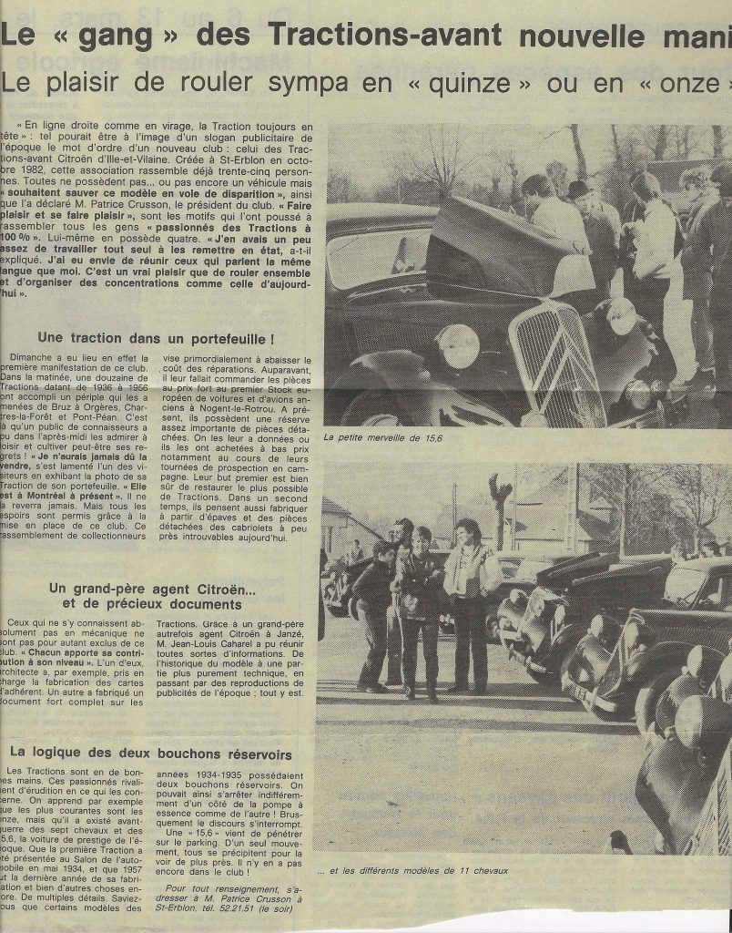 Une des premières manifestations du Club des Tractions Avant d'Ille-et-Vilaine (à l'époque) daté en 1983 probablement.